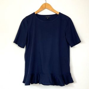 Banana Republic Ruffle Hem Tee Shirt | Navy | Size XS